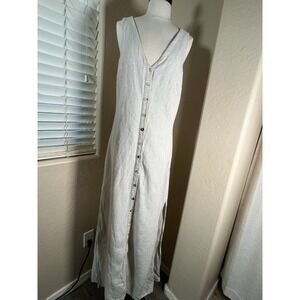 FAHERTY Big Sur Maxi Dress Womens M Linen Button Front